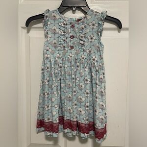 Matilda Jane Blue Floral Dress with Red Lace